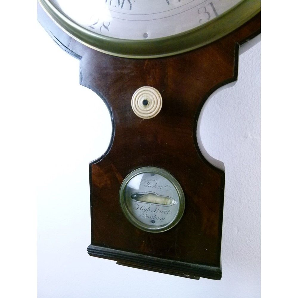 Early to mid 19th Century mahogany wheel barometer, W.Tasker, High Street, Banbury, the 10-inch - Bild 5 aus 10