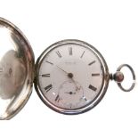 Early Victorian silver full hunter-cased pocket watch, Robert Roskell, Liverpool, white Roman dial