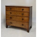 19th Century mahogany straight front chest of four long graduated drawers, 104cm wide x 103cm high x