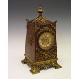 Japy Freres & Cie, Paris - Late 19th Century brass-mounted oak mantel clock, the 3.25-inch