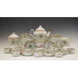 Late 18th/early 19th Century New Hall porcelain tea service, pattern No.195, comprising, spirally-