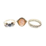 Three assorted 9ct gold rings, 8.4g gross approx