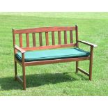 Wooden garden bench with squab cushion, 120cm wide