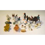 Group of mainly ceramic animal ornaments to include penguins, cats, dogs, etc