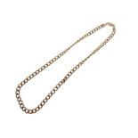 9ct gold necklace of filed curb link design, 36cm long approx, 7.9g approx