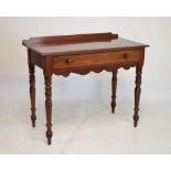 19th Century mahogany table fitted one drawer on turned supports, 98cm wide