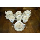 Victorian part tea set having transfer printed decoration of flowers and gilt highlights