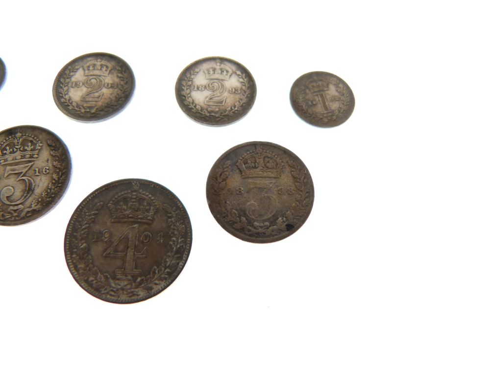 Coins - Seven assorted Maundy Money coins comprising: Queen Victoria 1893, 1d-3d, Edward VII 1904 - Image 2 of 3