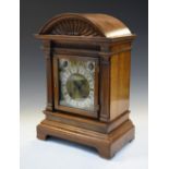 Early 20th Century German carved walnut mantel or bracket clock, Winterhalder & Hofmeier, the