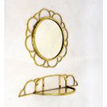 Modern Design - 1960's/70's retro brass-framed wall mirror with plain circular plate and