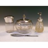 Continental silver-mounted cut glass perfume atomiser, import marks for London 1908, together with a