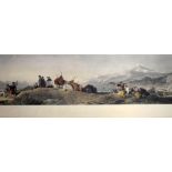 After Edwin Landseer - Coloured print - 'The Chief's return from deerstalking, Loch Laggan', 30cm