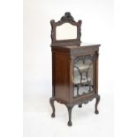 Early 20th Century mahogany finely carved mirror back side cabinet fitted two shelves with