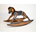 Child's vintage toy rocking horse on sledge support, 97cm long x 58cm high