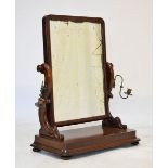 Victorian mahogany dressing table mirror on rectangular base, 60cm wide x 70cm high