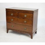 19th Century mahogany chest of two short over three long drawers, 90cm wide x 46cm deep x 81cm high