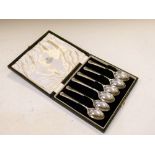 Cased set of six Elizabeth II silver teaspoons, Sheffield 1959, in fitted box of Kemp Brothers,