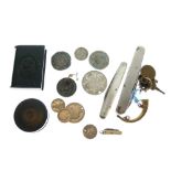 Assorted collectables to include; Edward VII Bakelite vesta case, 19th Century treen seal box, a