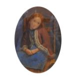 Late 19th/early 20th Century English School - Watercolour - Portrait of a young girl seated on a