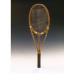 Rare 1930's Hazell's 'Streamline' wooden Lawn Tennis racquet, 69cm long