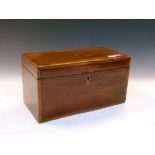 George III mahogany tea caddy with one (of two) removable tea canisters, 28.5cm wide