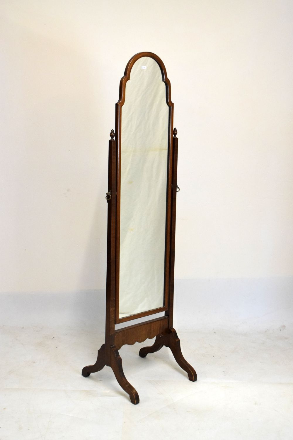 Mid 20th Century mahogany framed cheval mirror, 158cm high x 43cm wide