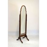 Mid 20th Century mahogany framed cheval mirror, 158cm high x 43cm wide