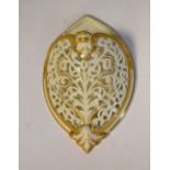 Royal Worcester Grainger & Co pierced wall pocket, having white and gilt decoration