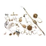 Large assortment of gold, yellow metal and unmarked jewellery, 72g gross approx
