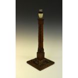 Early 20th Century carved oak table lamp base, 35cm high excluding fittings