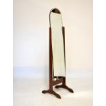 Mid 20th Century arch top cheval mirror, 142cm high