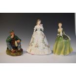Two Royal Worcester porcelain figurines, Fleur (HN2368), Wayfarer (HN2362), together with Royal