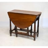 Early 20th Century oak gateleg dining or occasional table, 90cm x 44cm closed/120cm open x 72cm high