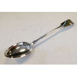 Victorian Exeter silver Fiddle pattern basting spoon, Josiah & James Williams, 1857, 31.5cm long,