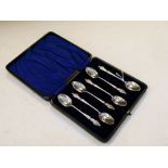 Cased of six Edward VII Apostle spoons, Chester 1908, 2.6toz approx