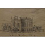 19th Century engraving 'The Merchants Hall', 19cm x 30.5cm, framed and glazed