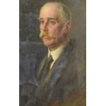 20th Century English School - Oil on canvas - Portrait of a gentleman, 57.5cm x 47.5cm, in