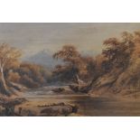 19th Century English School - Watercolour - Highland river scene, 17.5cm x 20.5cm, framed and glazed