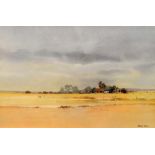 Richard Rennie (Born Rhodesia) - Watercolour - Farmstead, 30cm x 46cm, framed and glazed