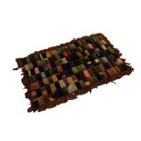 Late 19th/early 20th Century velvet patchwork rectangular seat cushion, 110cm x 75cm