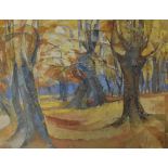 E. Beswick - Two oils on canvas, one laid on board, Autumn and Summer wooded landscapes, monogrammed