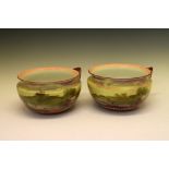 Pair of early 20th Century chamber pots, each printed with scenes of cattle watering