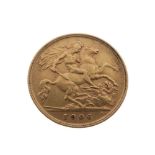 Gold Coin - Edward VII half sovereign, 1906