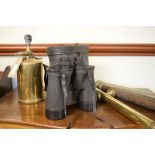 Pair of Anchor Optical Corp. New York 7 x 50 binoculars, cased, three garden syringes and a blow