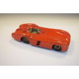 Vintage 1950's JNF West German tin plate Mercedes Benz W196 Streamliner F1 Racing car in red, 27cm