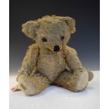 Vintage 20th Century golden mohair children's teddy bear with glass eyes, 43cm high