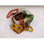 Large selection of costume jewellery, necklaces, bracelets, to include simulated coral, jet etc