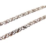 White metal necklace of fancy scroll-link design stamped 925, 46cm long, 0.7toz approx