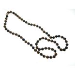 Tigers-eye bead necklace, approximately 80cm long, 104g gross approx