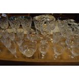 Large selection of cut glassware to include; drinking glasses for six settings, tall celery vase,